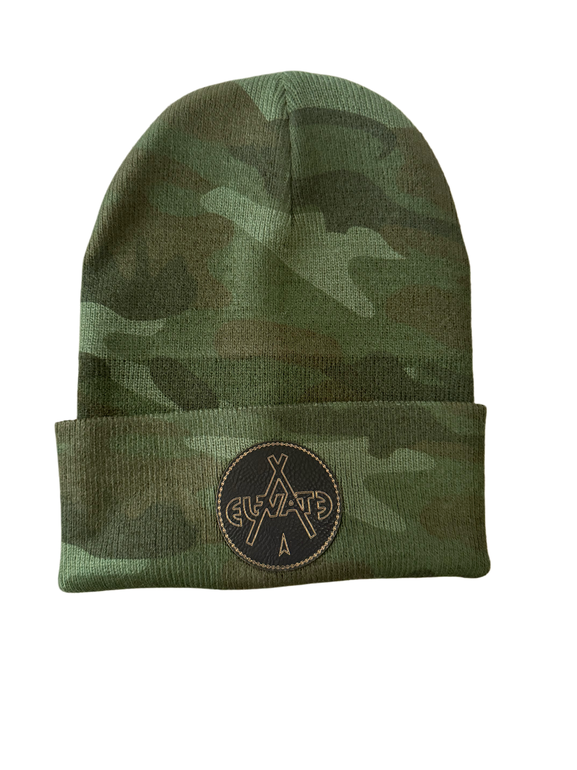 Camo patchwork beanie