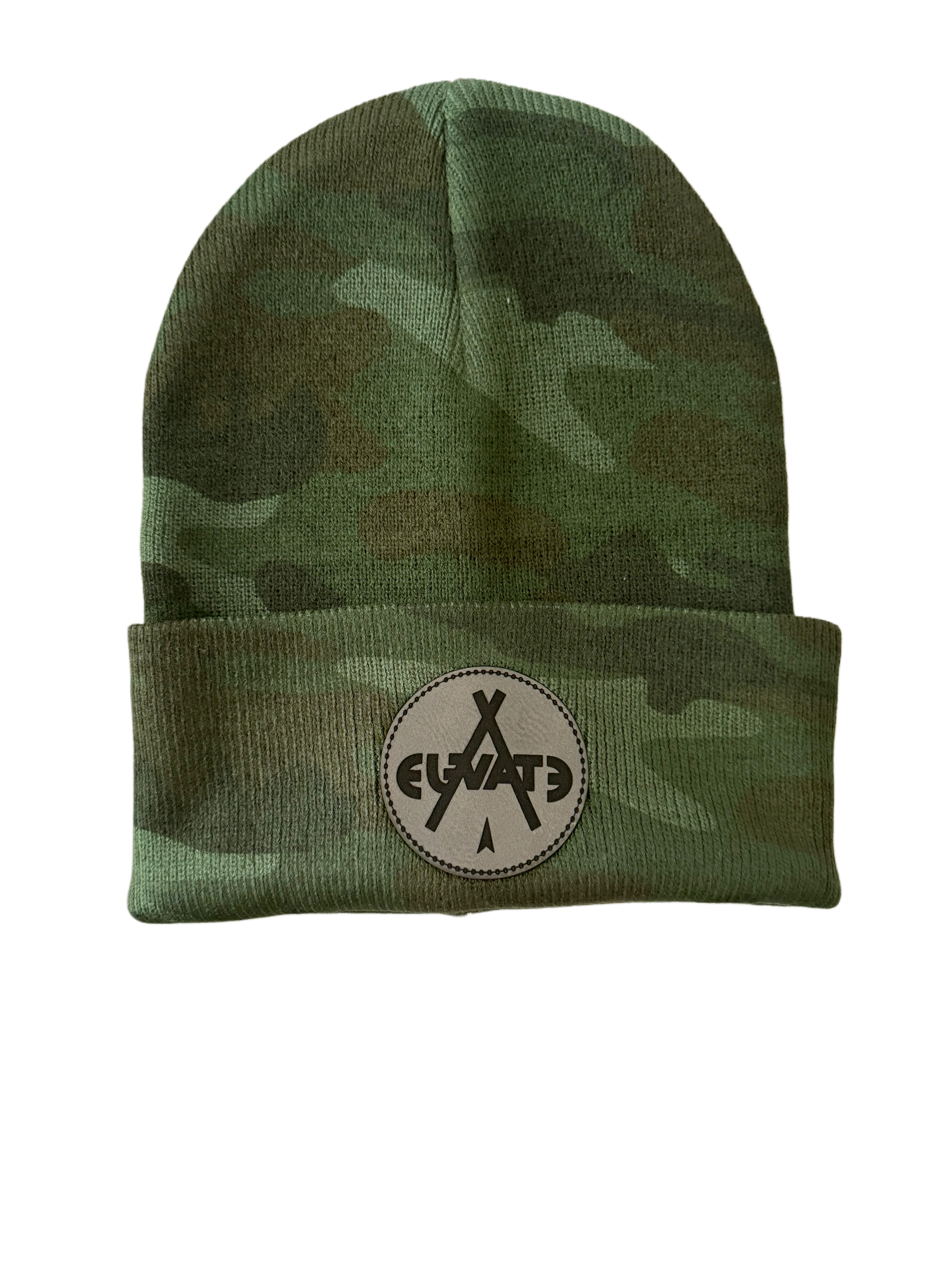 Camo patchwork beanie
