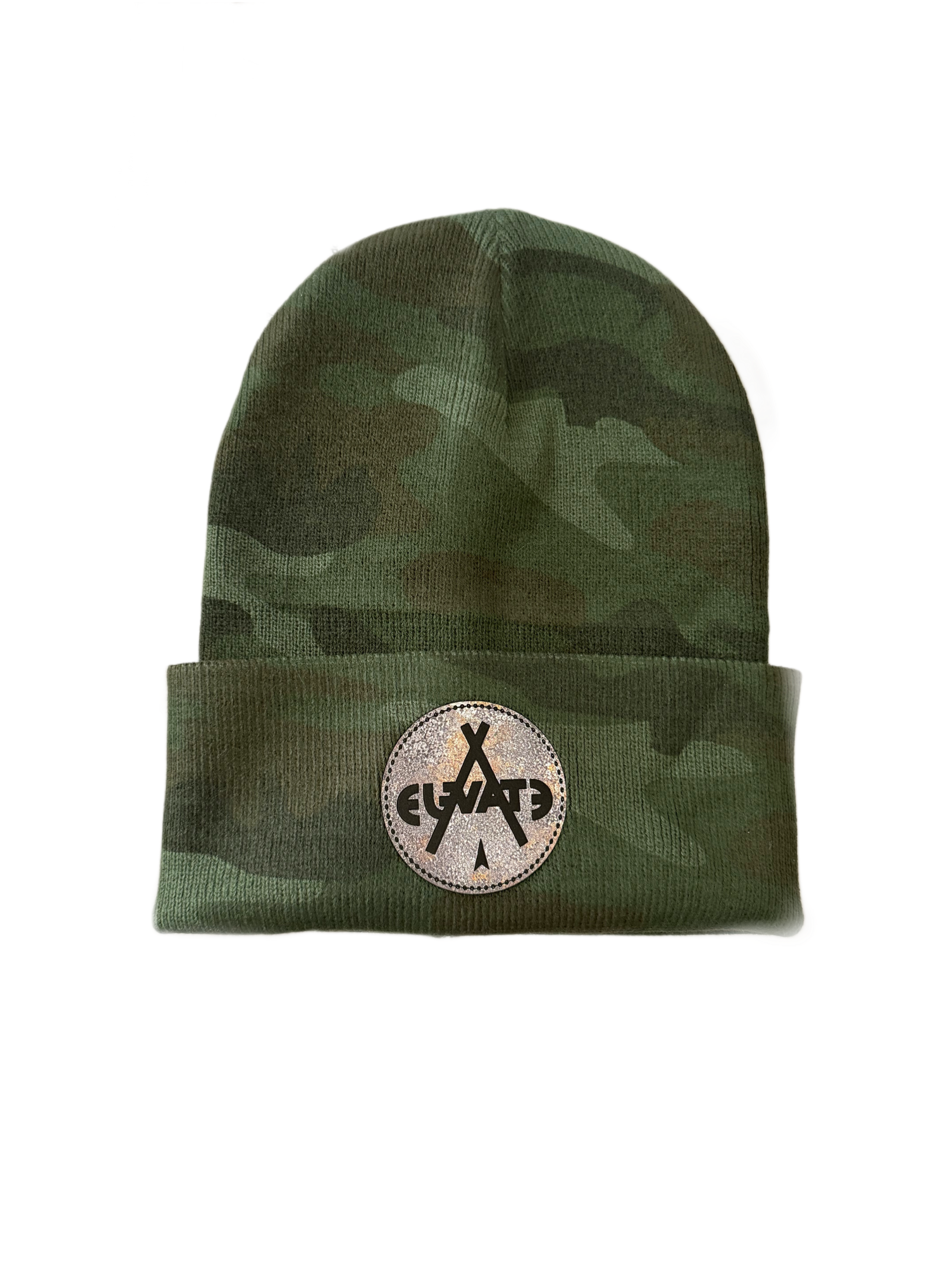 Camo patchwork beanie